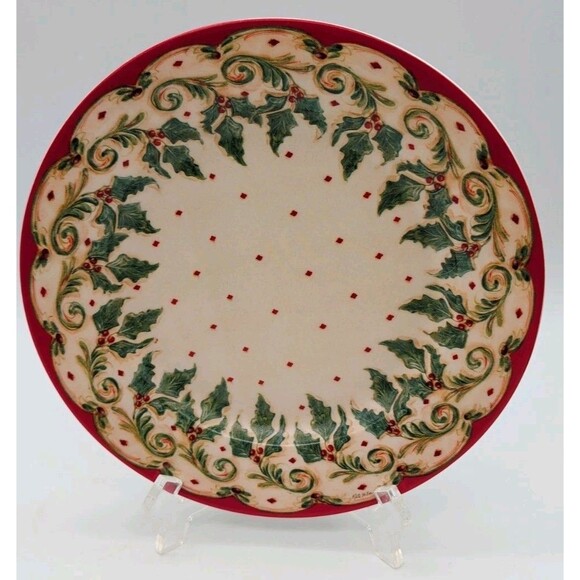 Cypress Home Holly Salad Plate Winter Christmas - Picture 1 of 5